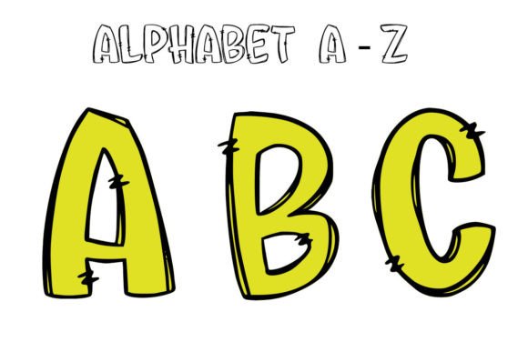Back to School Alphabet Doodle Yellow
