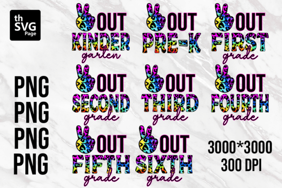 Back to School Peace Out Bundle Designs: High-Resolution Sublimation Ready for Teachers, Students & Small Businesses