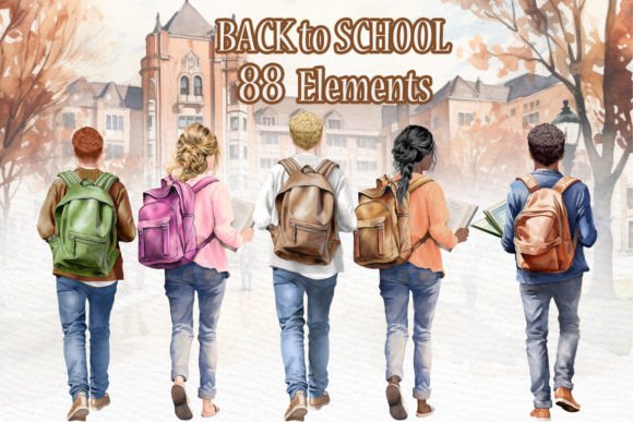 Back to School PNG & Collage Students PNG: Thoughtful Watercolor Assets for Modern Creators