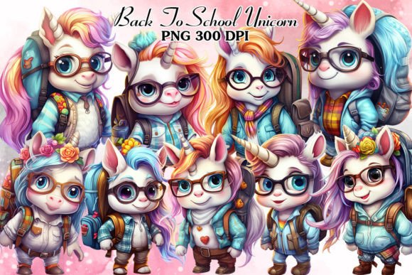 Back to School Unicorn Clipart Bundle: Creative, High-Resolution Resources for Educators, Crafters & Small Business Owners